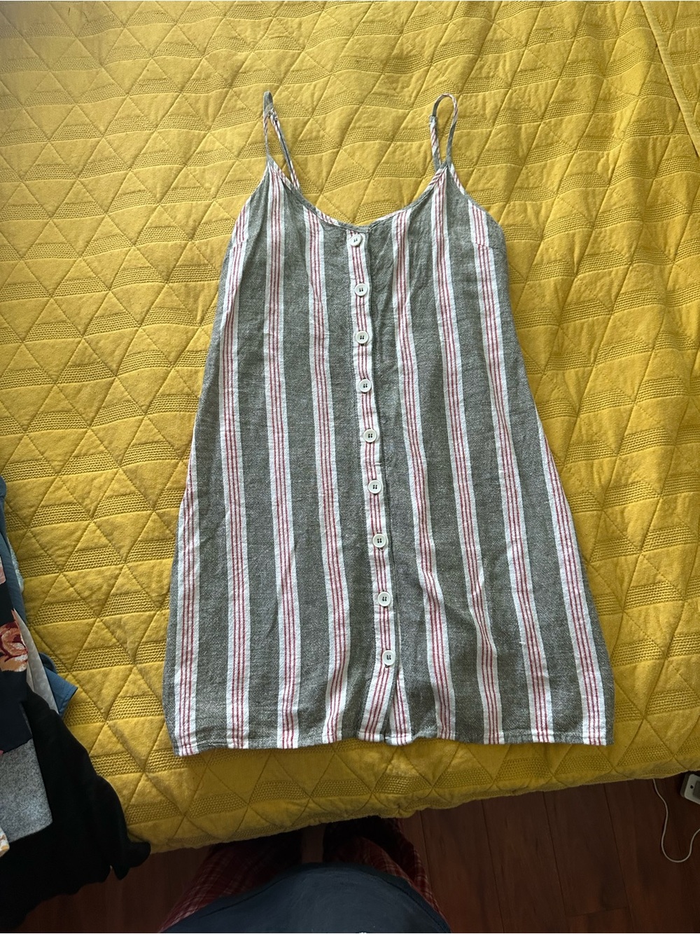Forever 21 Olive and Red Striped Button Cami